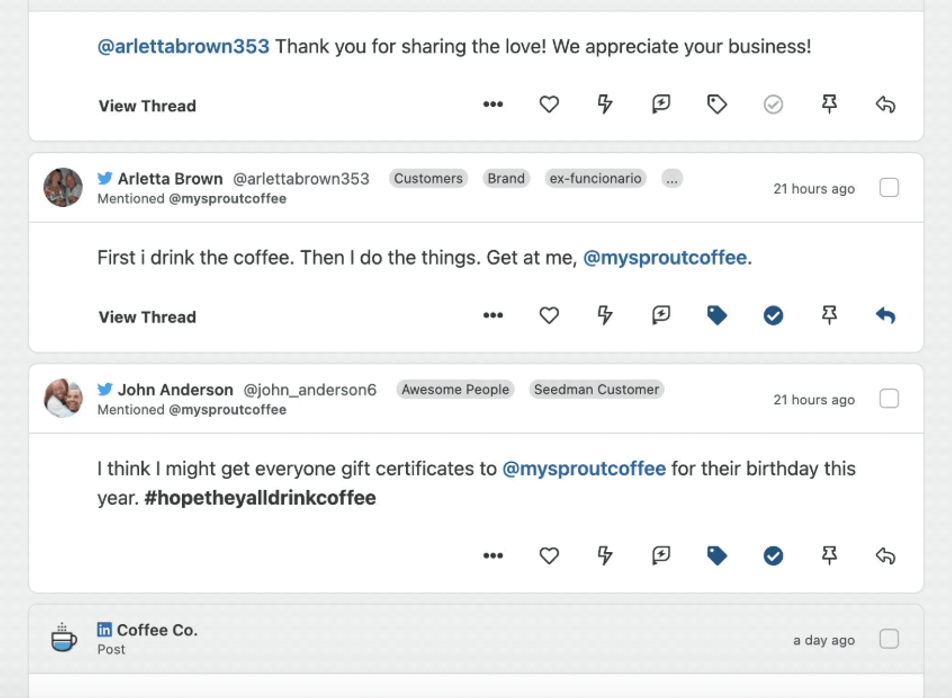 The Smart Inbox 'sTagging capabilities, which enable you to filter your messages based on themes, topics, content type, audience type or campaigns.