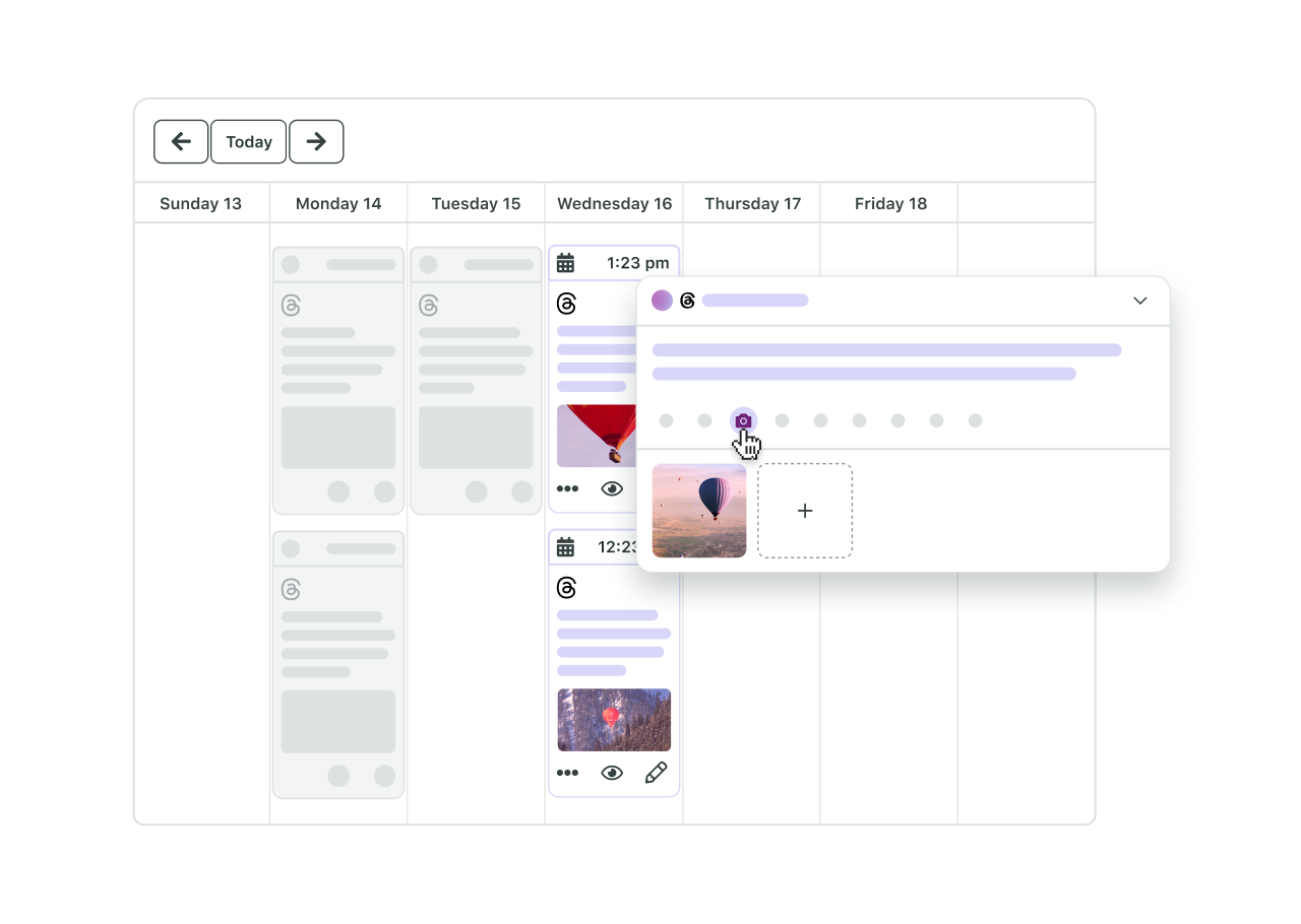 Die Produkt-Benutzeroberfläche zeigt die Planung eines Thread-Posts in Sprout Social.
